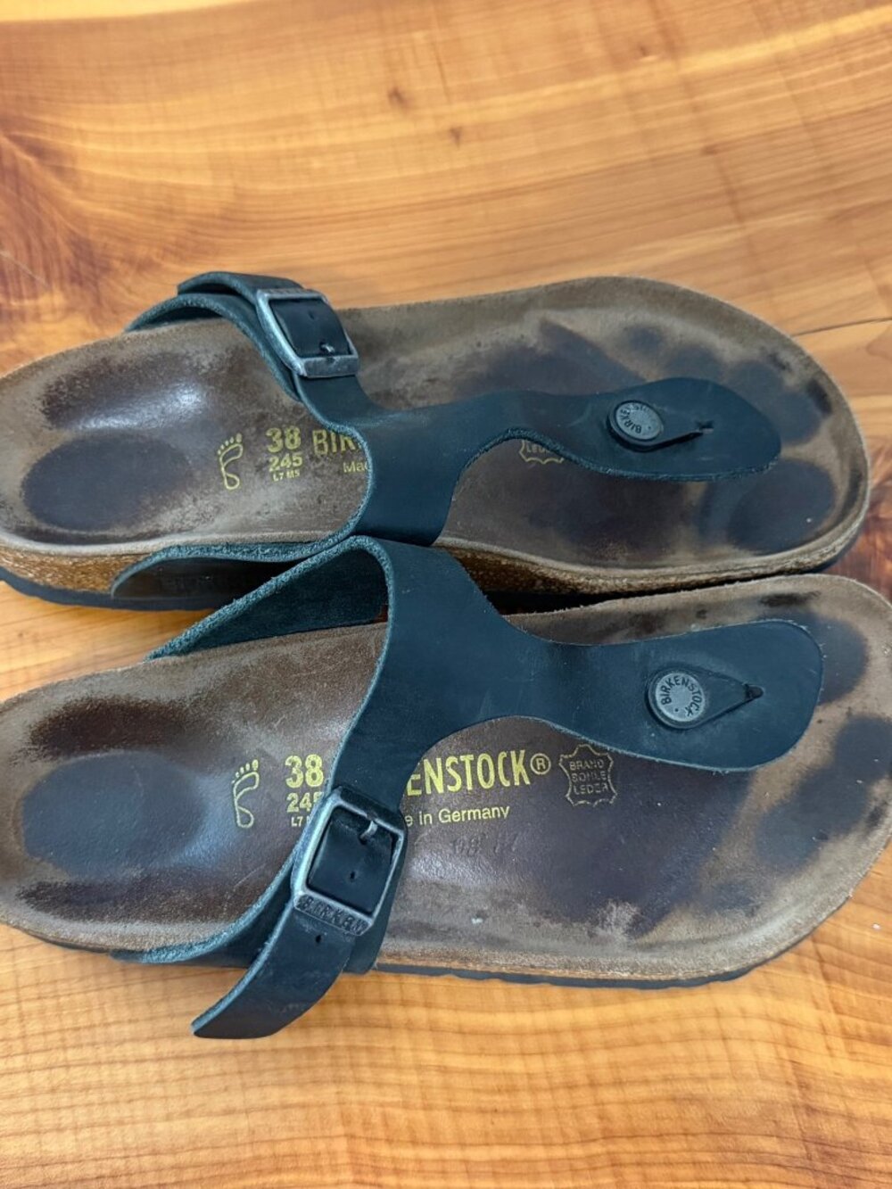 Birkenstock Gizeh Black Leather Thong Slip On Sandals  Women's Size 38 (7-7.5) - Picture 4 of 9
